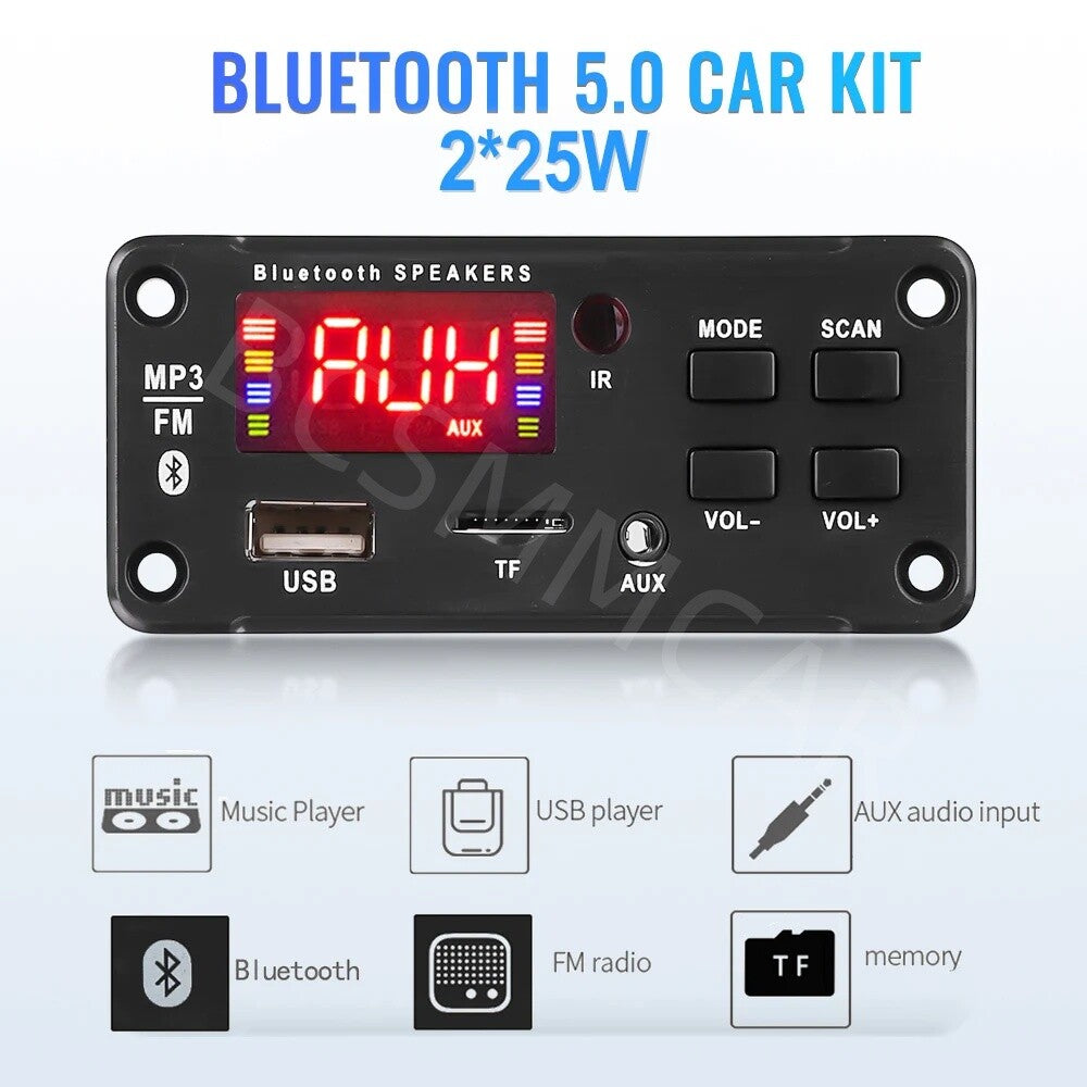 Car FM Radio Module Bluetooth Speaker MP3 Decoder Board USB TF AUX Music Player