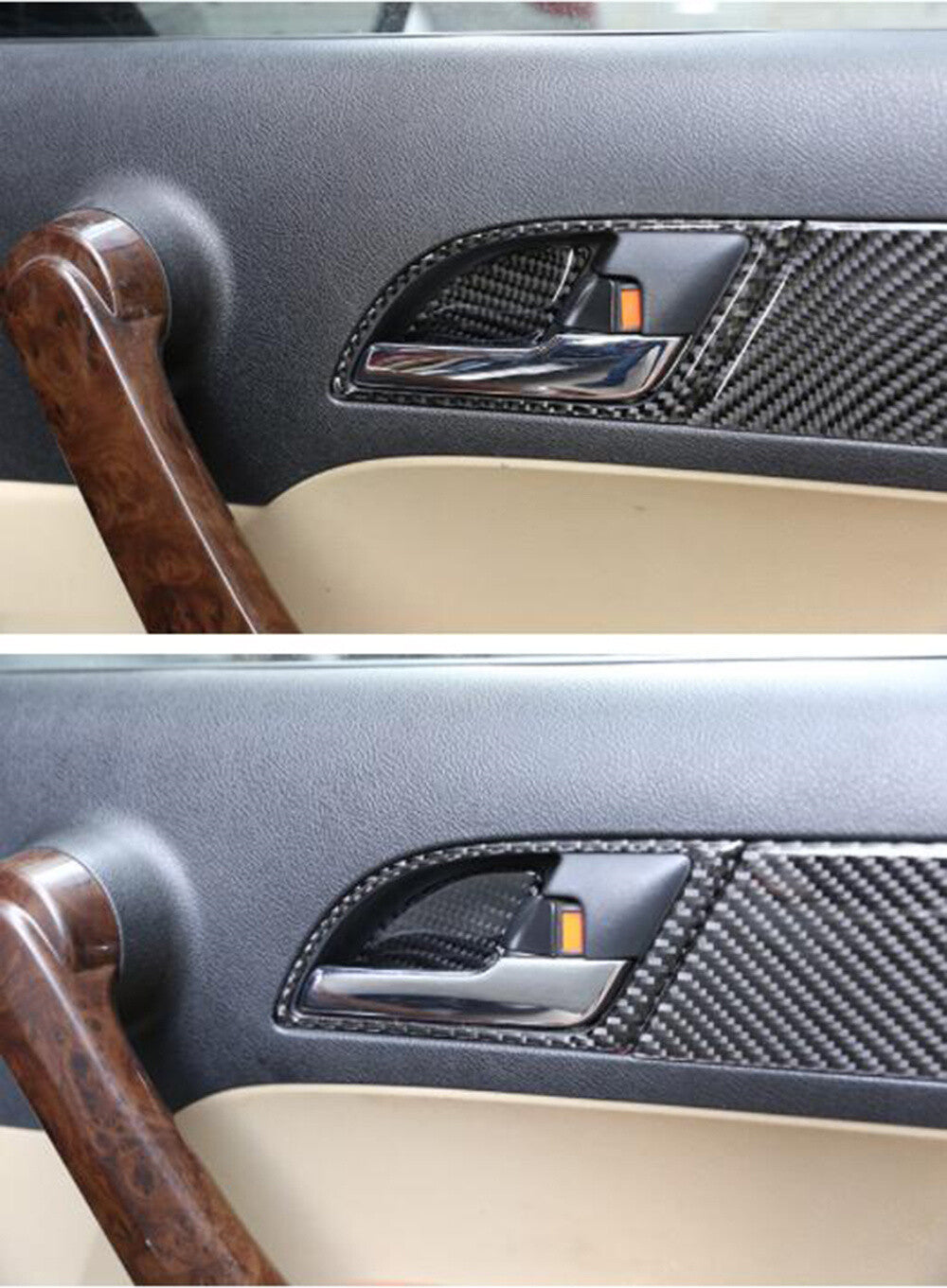 4¡ÁCarbon Fiber Interior Door Handle Bowl Panel Trim for Honda CR-V CRV 2007-2011