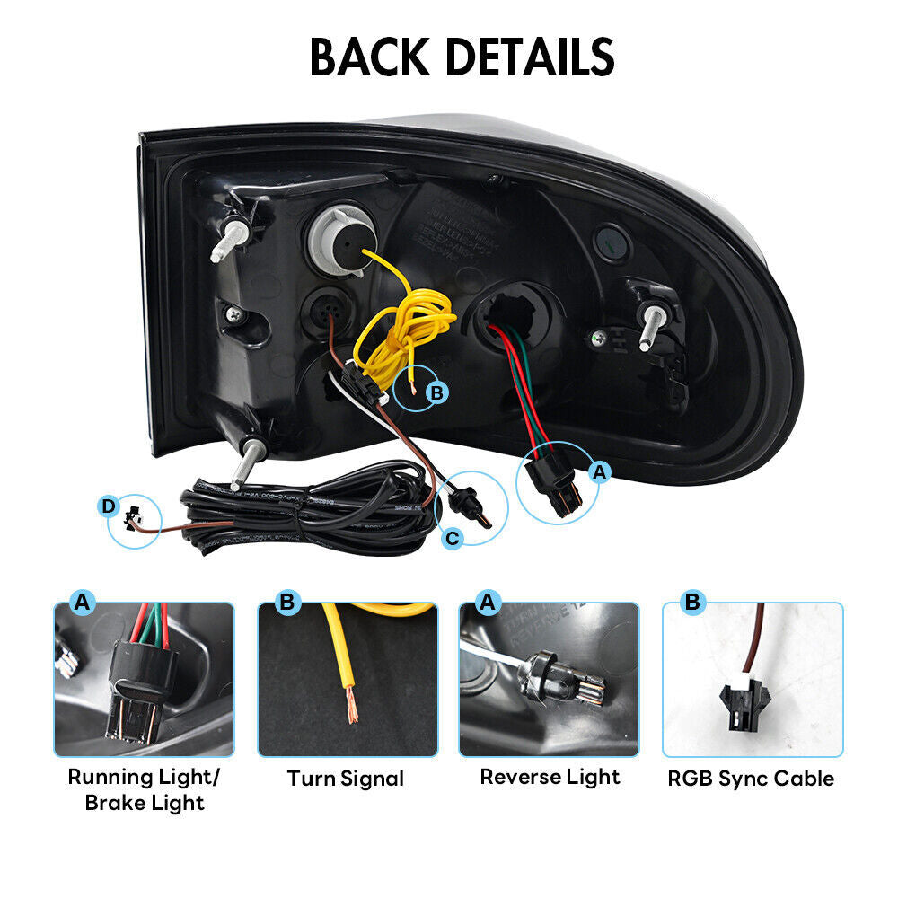 Smoked rear light assembly with RGB LED taillights for Toyota FJ Cruiser 2007-2020
