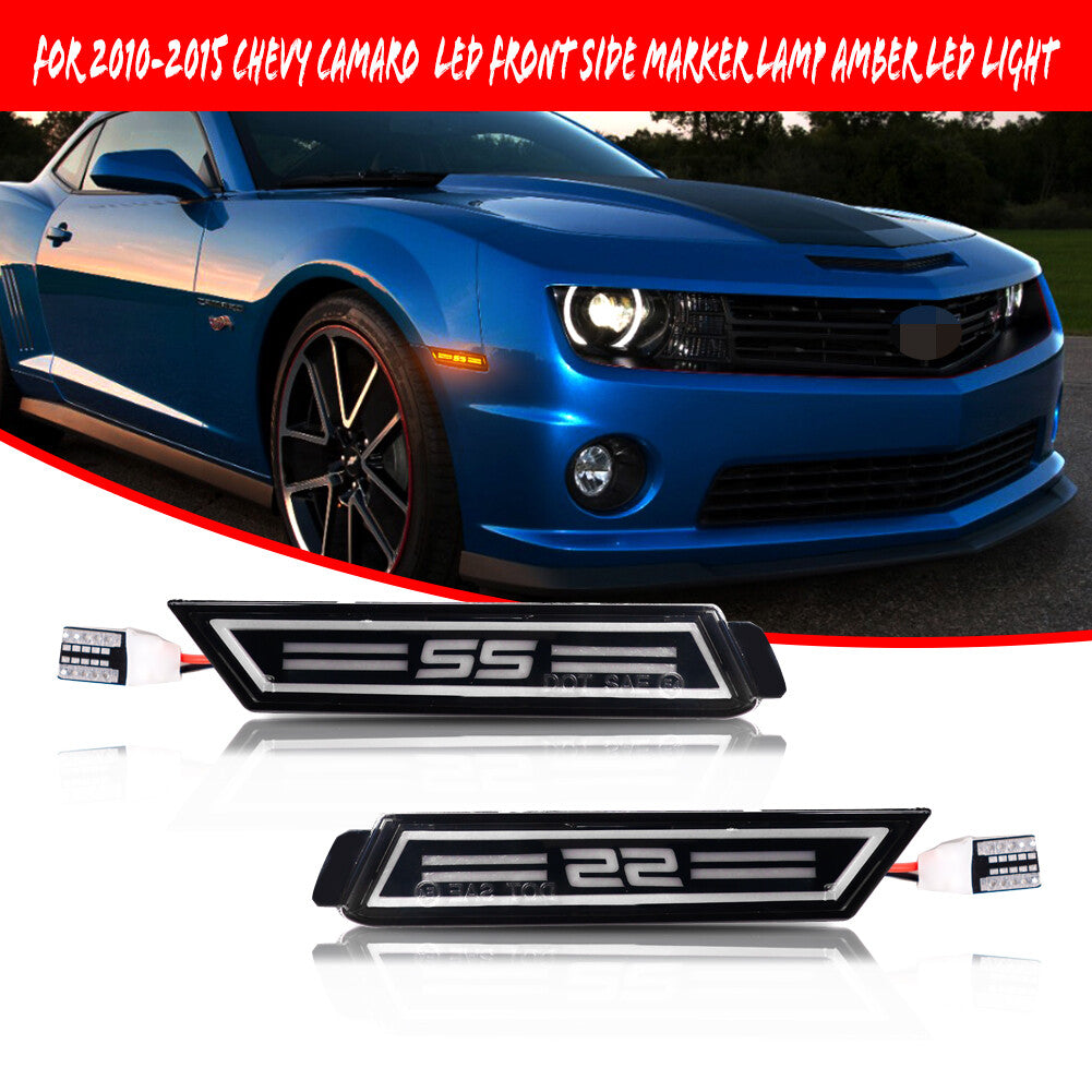 Applicable to 2010-2015 for Chevrolet Camaro front bumper side marker amber LED lights