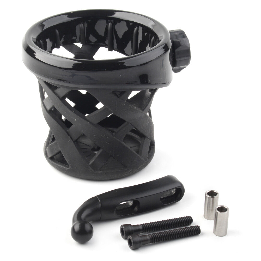 Universal for Harley Handlerbar Cup Holder Drink W/ Mesh Basket Mount Black
