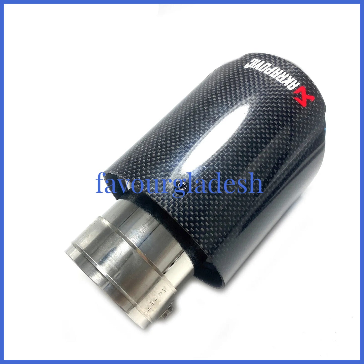 1X 3.0 76mm 4.5114mm Akrapovic Glossy Carbon Fiber Exhaust tip Blue End pipe