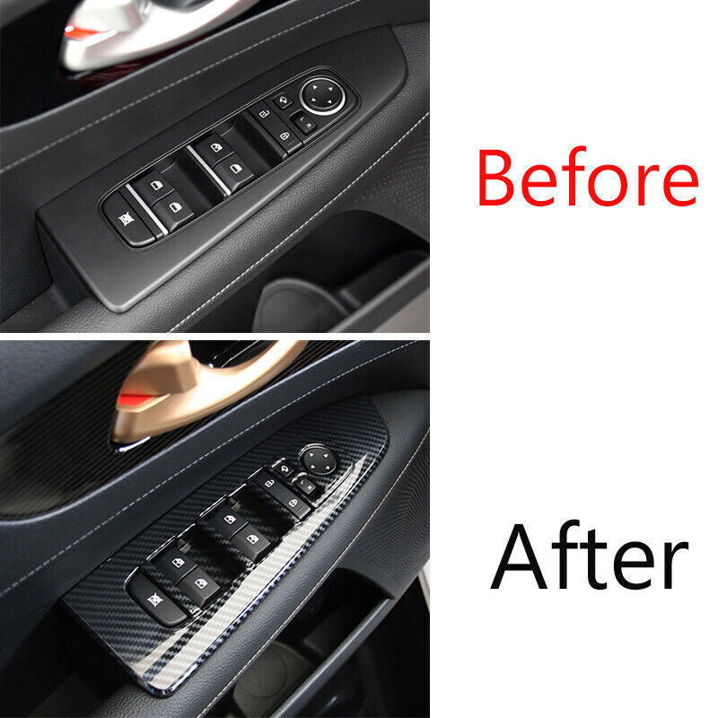 Car Glass Window Lifting Lock Panel Trim for Kia K3 Forte 2019-2022 Carbon Fiber