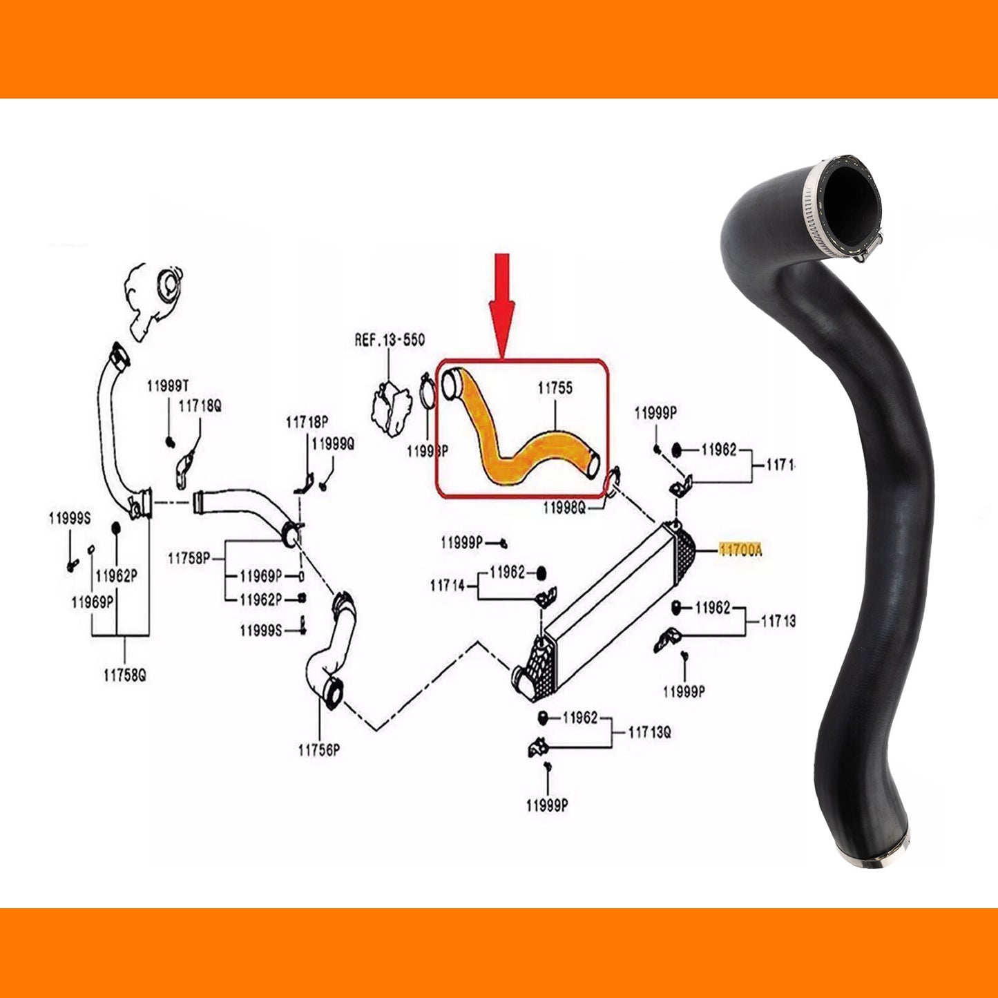 1X 1505B318 for Mitsubishi Outlander 2.2Di D 150Hp NEW Turbo Intercooler Hose AU