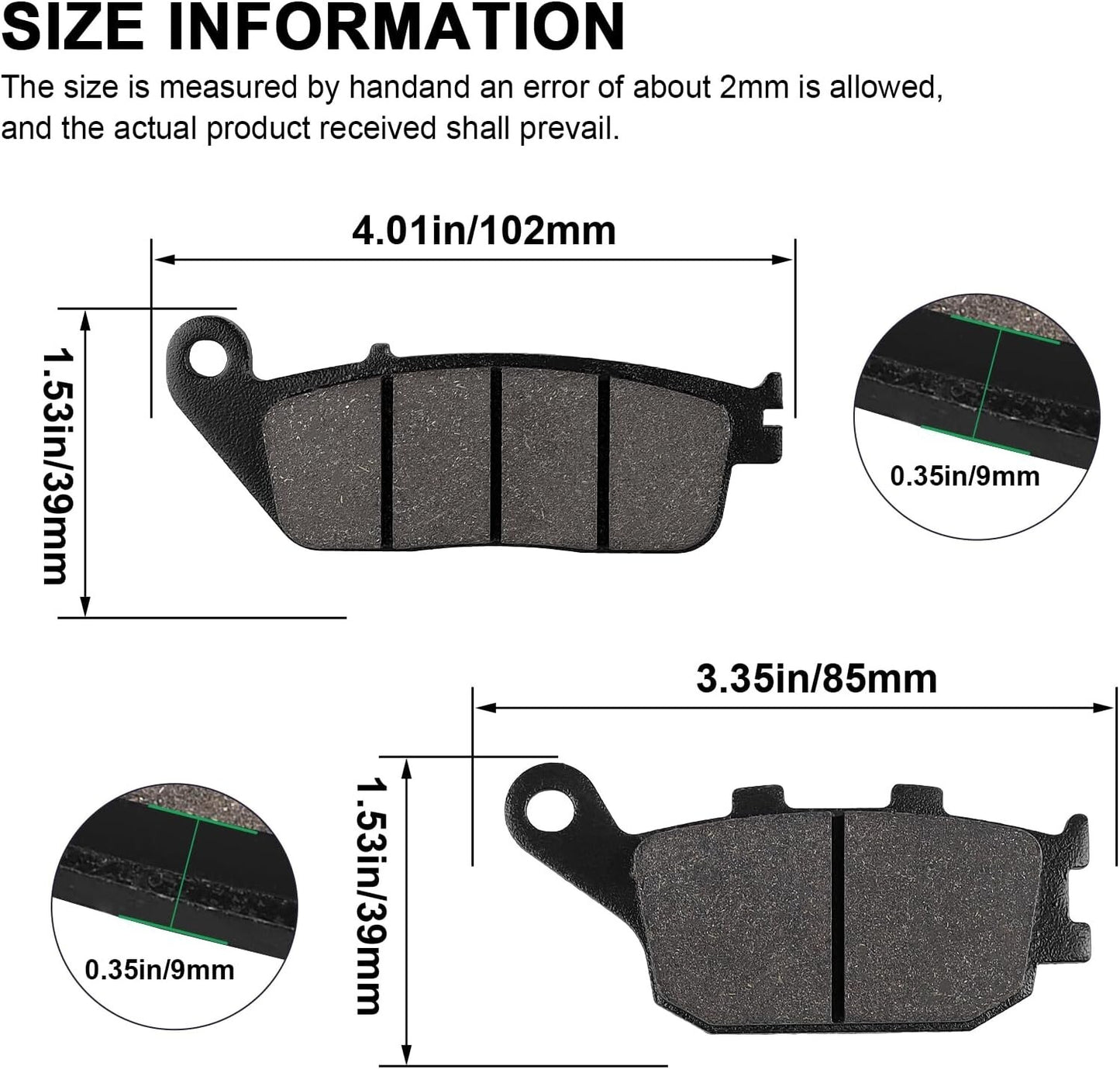 Brake Pad for Honda VTX 1300 S Retro/C/R/T,VTX 1300 C/R/S Retro,VT1100 C2 Shadow