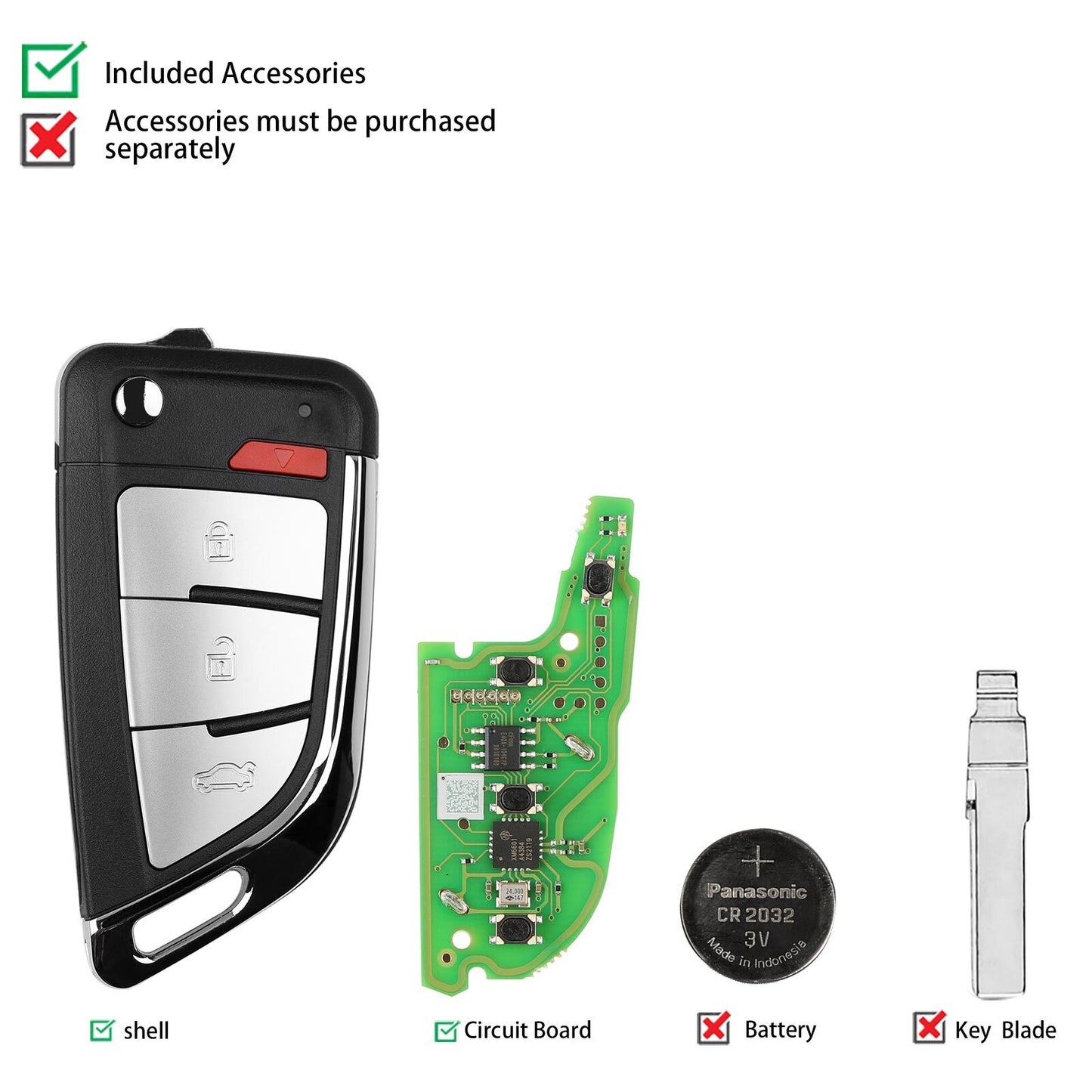 5x XKKF20EN Wire Remote Key Memoeial 3+1 Buttons For H.onda/ for Buick / for Ford HK