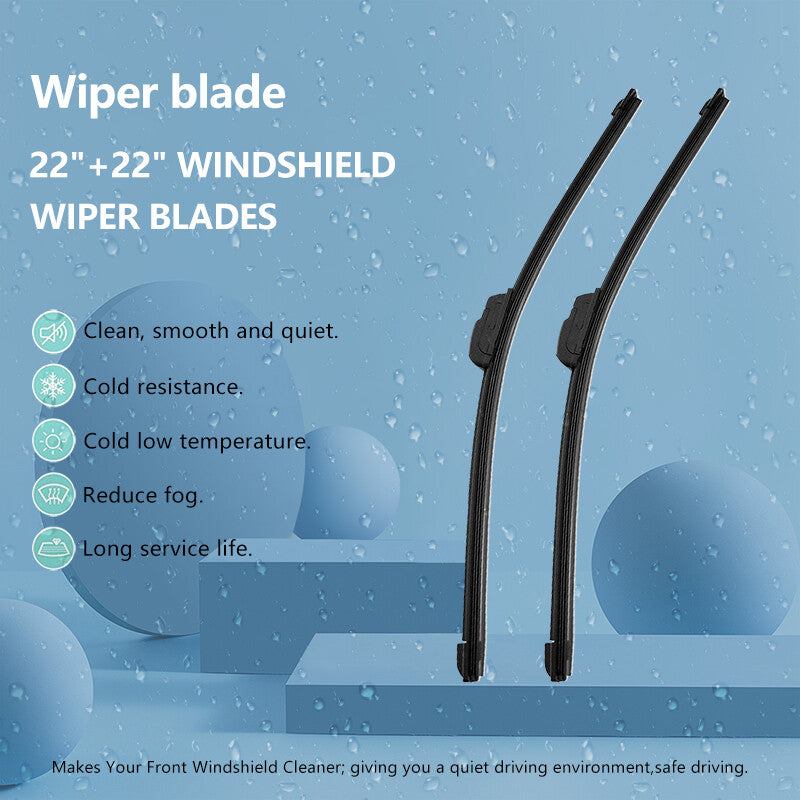 22 inch 1Pair Windshield Wiper Blades J-hook Bracketless Frameless 22 and 22