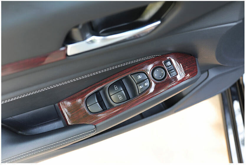 Glass Window Lifting Lock Panel Trim for Nissan Altima 19-2022 Red Wood Grain