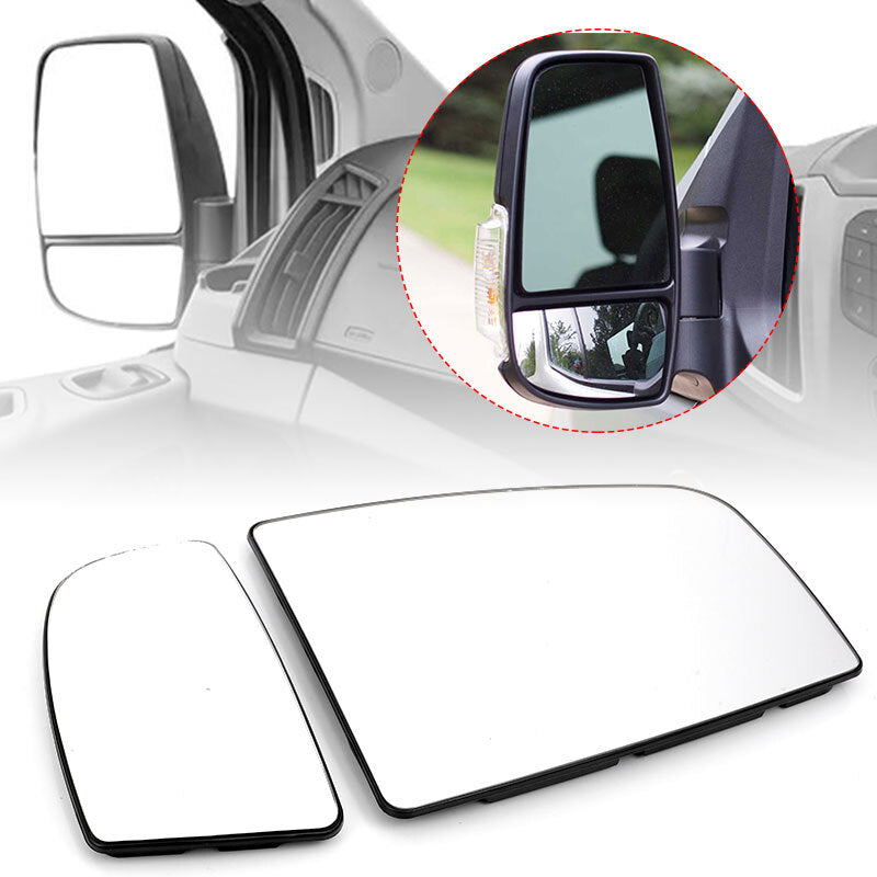 Mirror Glass Upper+Lower Driver Left Side LH fit for Ford Transit Van 150 350 HD