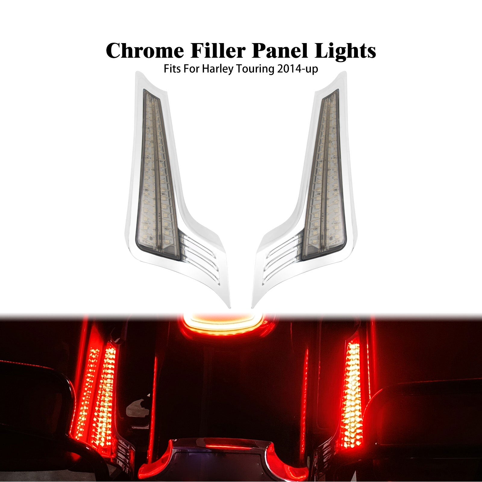 Chrome Rear Fender Red LED Turn Singal Light Somke Lens for Harley Touring 14-23