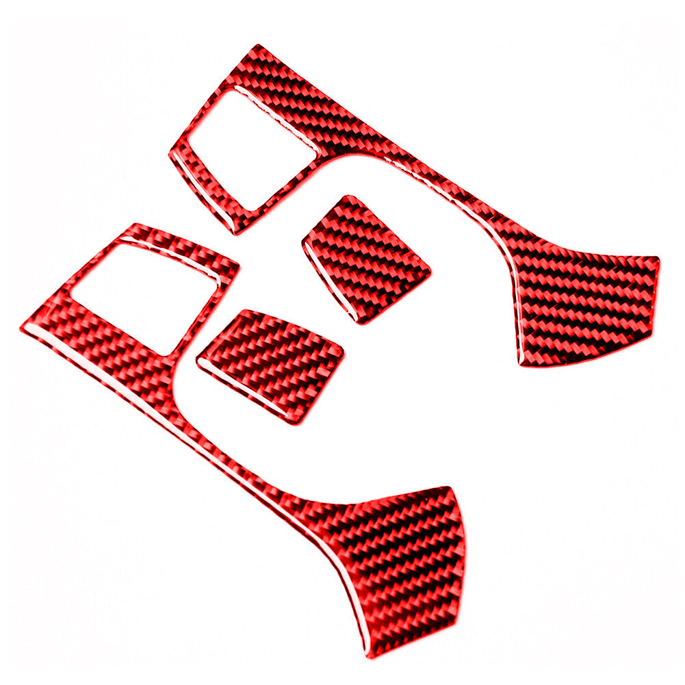 4x Carbon Fiber Steering Wheel Button Trim Cover for Dodge Journey 2009-2010 Red