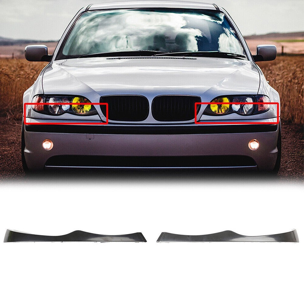 2X Headlight Eyebrow Lower Headlamp Eyelid Cover Trim For E46,325,330 Sedan