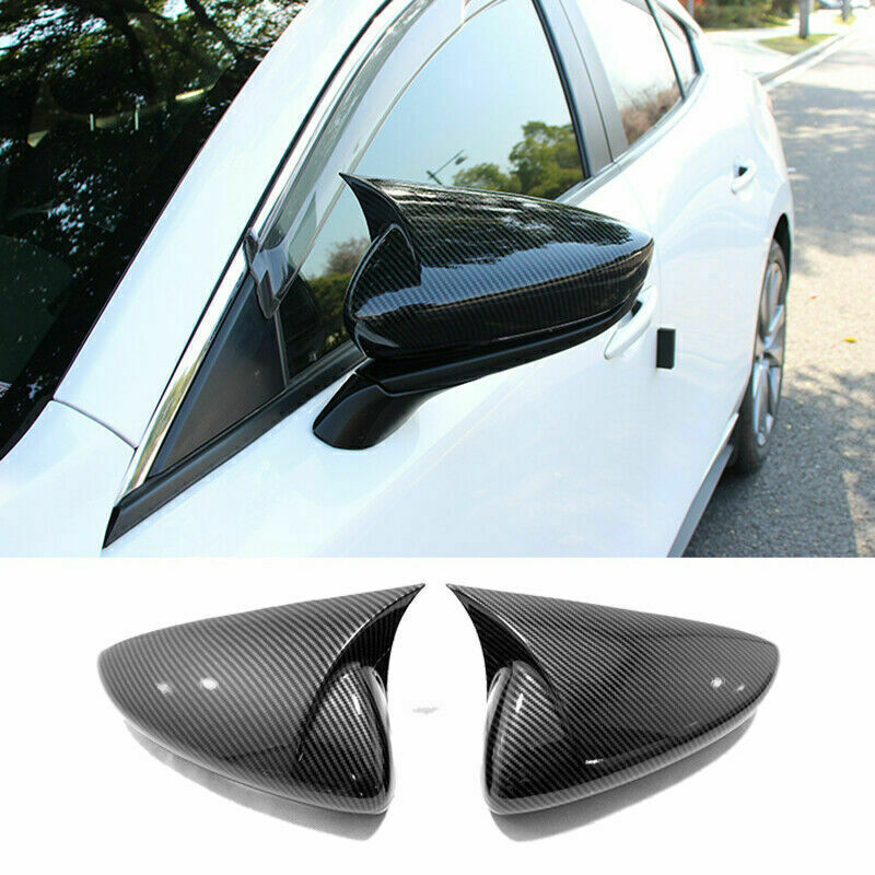 2P for Mazda 3 Axela 19-23 Carbon Color OX Side Horn Rearview Mirror Cover Trims