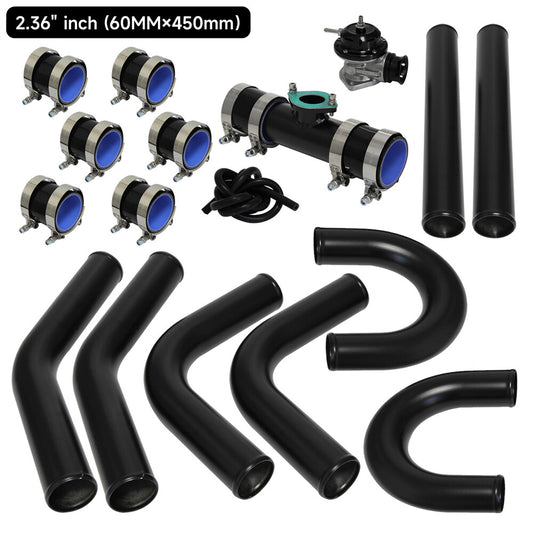8PCS 2.36 60mm Universal Intercooler Pipe Piping Kit +Turbo Blow Off Valve Kit