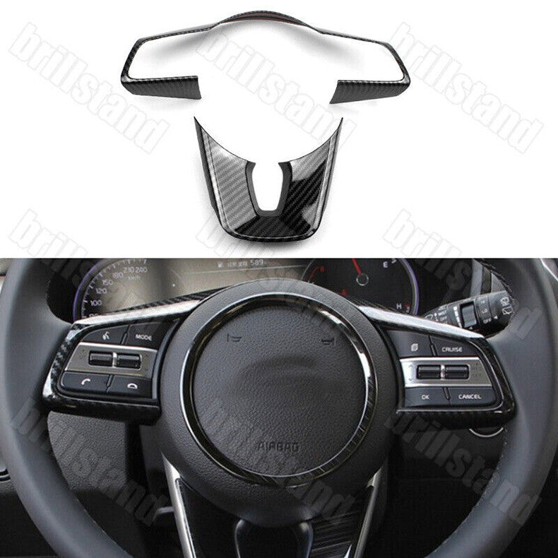 for Kia Seltos 2020-2023 Carbon Fiber Car Steering Wheel button Frame cover trim