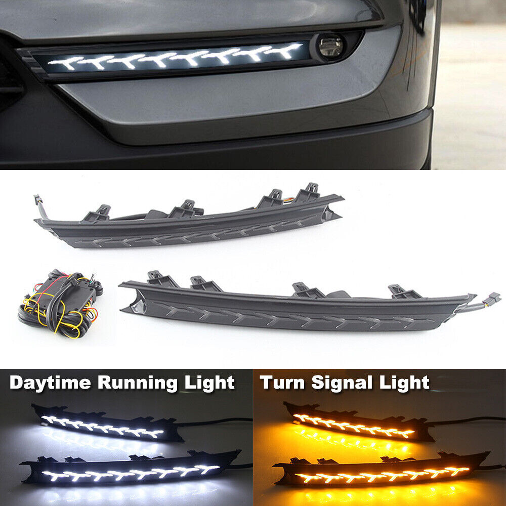 for Mazda CX-5 2017-2021 LED DRL Daytime Running Light Fog Lamp W/ Turn Signal