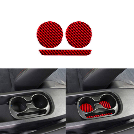 Red Carbon Fiber Rear Cup Holder Pad Trim for Toyota 86 for Subaru BRZ 2016-2020