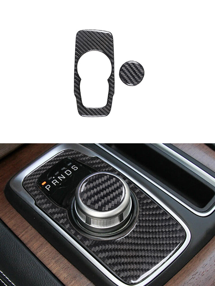 2Pcs Central Control Gear Frame Trim Panel Carbon Fiber for Chrysler 300 2015-17