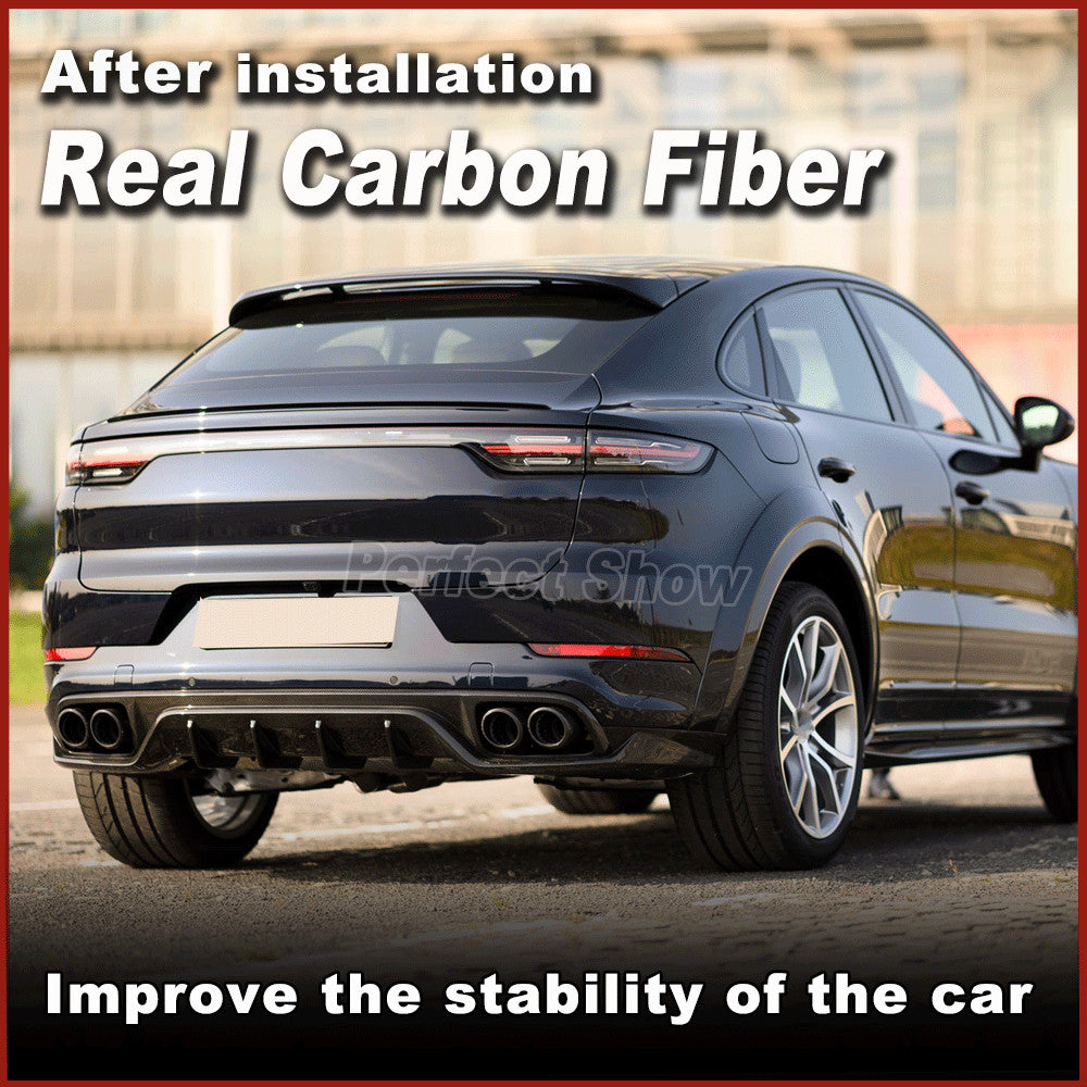 REAL CARBON Rear Bumper Diffuser Lip Spoiler Fit for Porsche for Cayenne 2018-2021