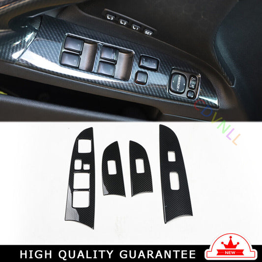 Glass Window Lifting Lock Panel Trim 4PCS for Lexus IS 06-11 Black Carbon Fiber