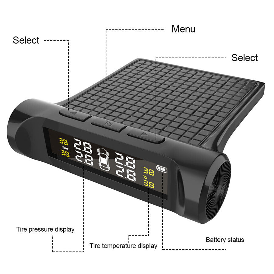 Wireless TPMS Car Tire Tyre Pressure Monitoring System With 4 Internal Sensors
