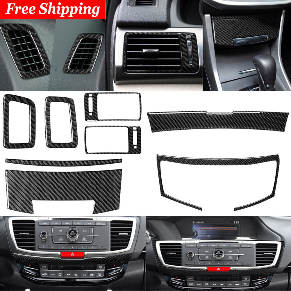 8x Interior Decorative Set Cover Trim Carbon Fiber for Honda Accord 2013-2017