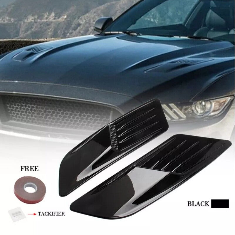 2PCS Black Racing Car Hood Scoop Decorative Air Intake Trim Vent Cover Universal