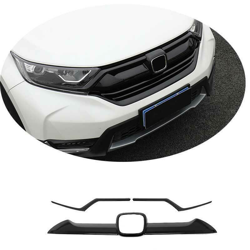 3P ABS Glossy Black Front Bumper Mesh Grille Strip Trim for Honda CR-V 2017-2021