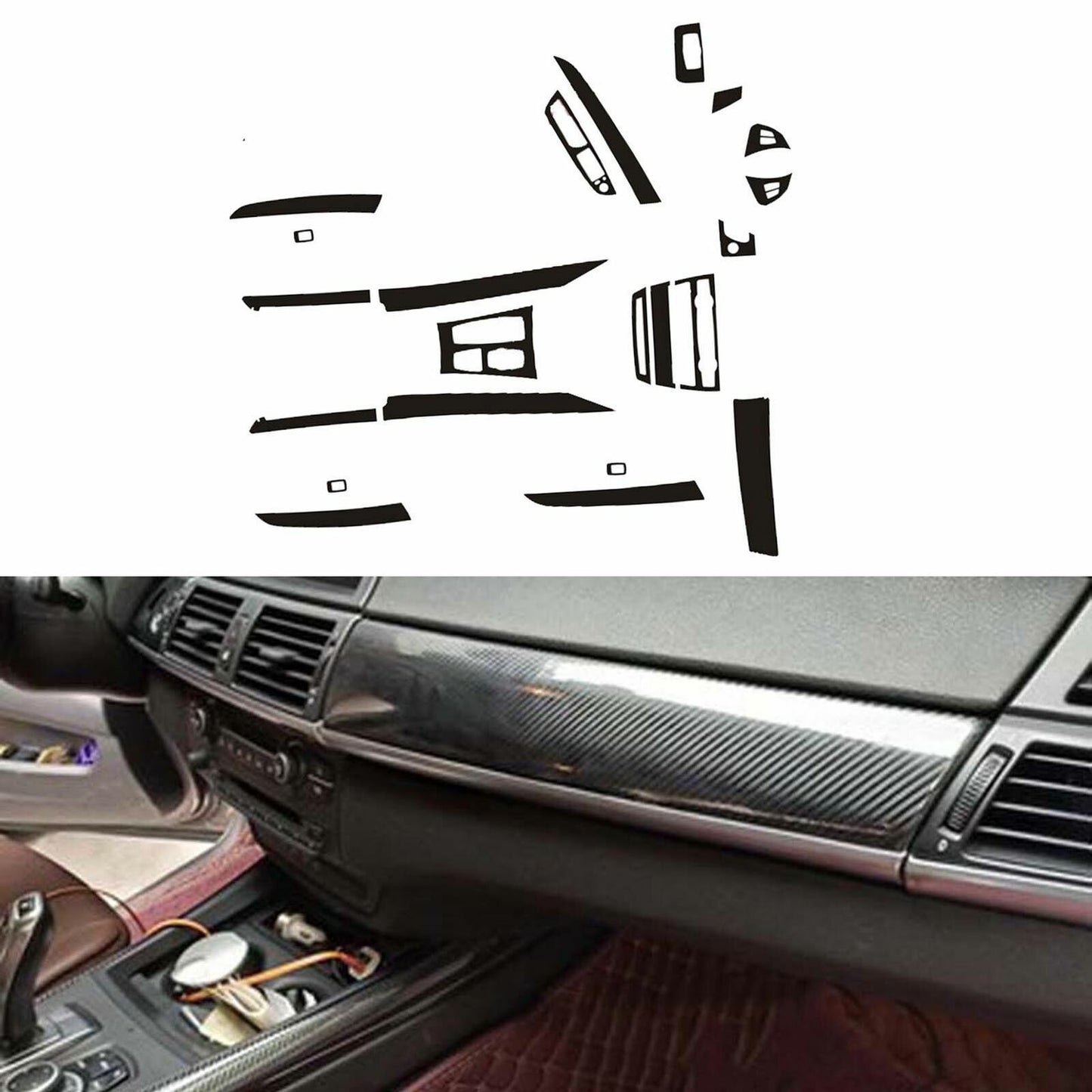 22Carbon Fiber Interior Accessories Whole Kit Cover Fit for BMW X5 E70 X6 E71 AT