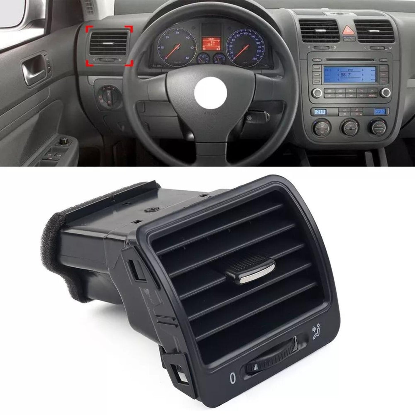 The air conditioning outlet on the left is suitable for Volkswagen for Jetta for Golf MK5. (Rabbit 1K0819703-)