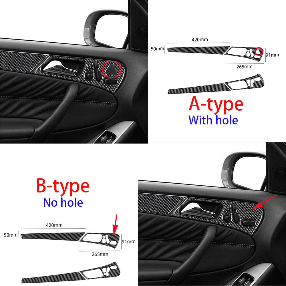 Red Carbon Fiber Inner Front Door Handle Panel Cover for Benz C Class W203 05-07