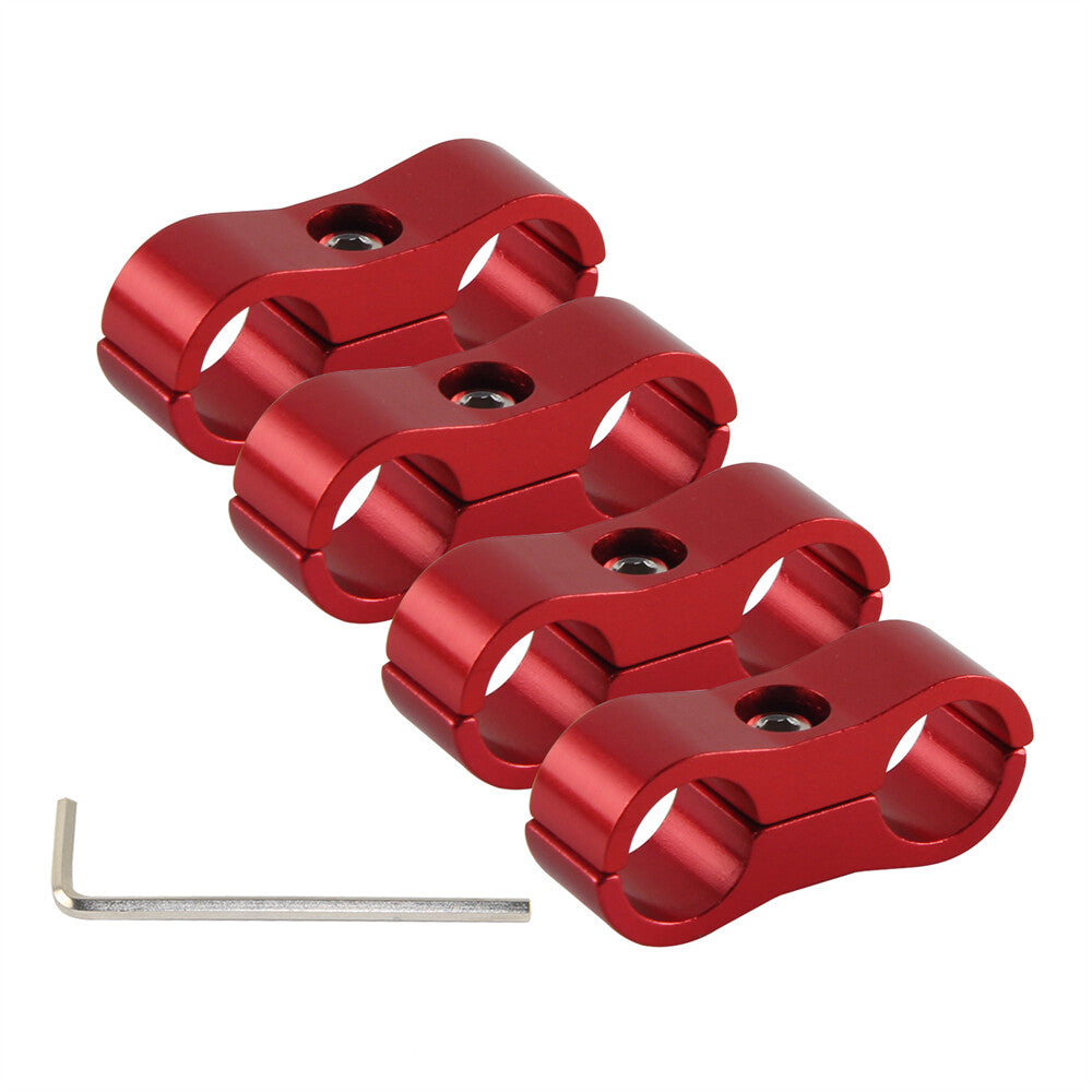 4pcs AN6 Braided Hose Separator Clamp Fitting Adapter Bracket 13.4MM 6AN Red