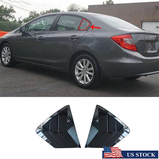 Side Quarter Window Vent Louver Shutter Cover for HONDA for Civic Carbon Fiber Look