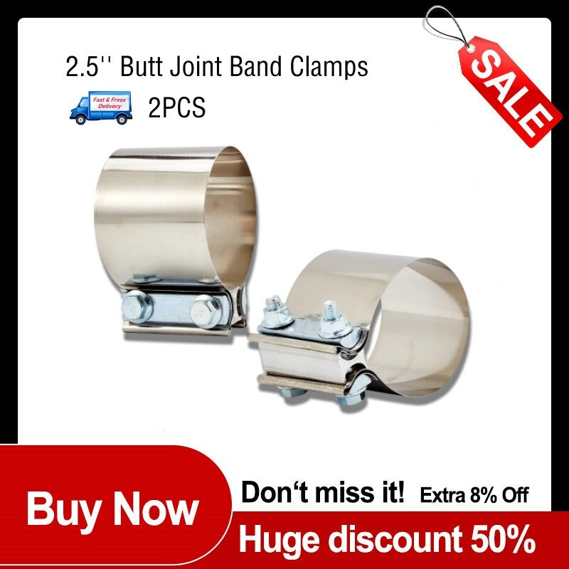 2.5-inch Butt Fitting with Exhaust Muffler Clip, 2.5-inch Exhaust Pipe Clip