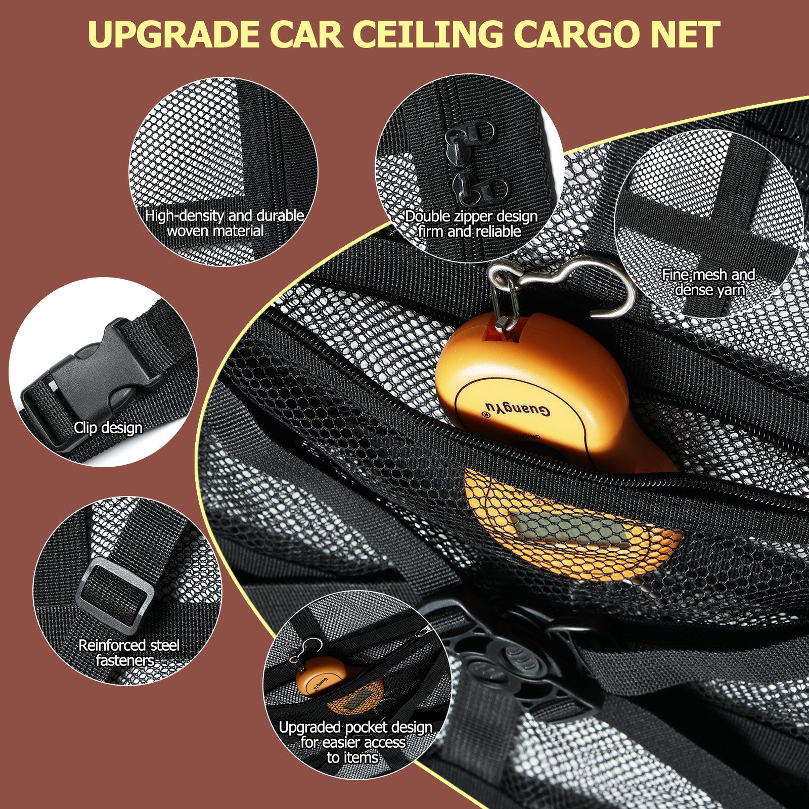 Campervan Universal Car Ceiling Storage Net Car Roof Cargo Net Mesh Storage Bag