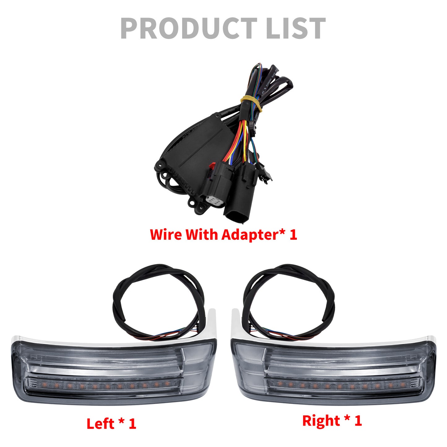 Chrome Saddlebag LED Turn Signal Brake Lights w/ Smoke Lens for Harley Touring