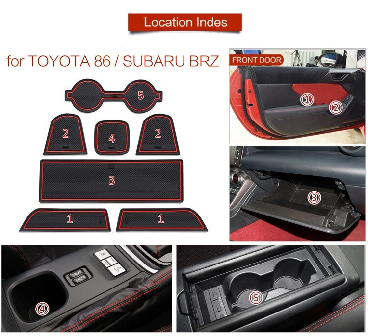 for Toyota GR86 for Subaru BRZ 2022 Anti-Slip Gate Slot Cup Mat Door Groove WHITE