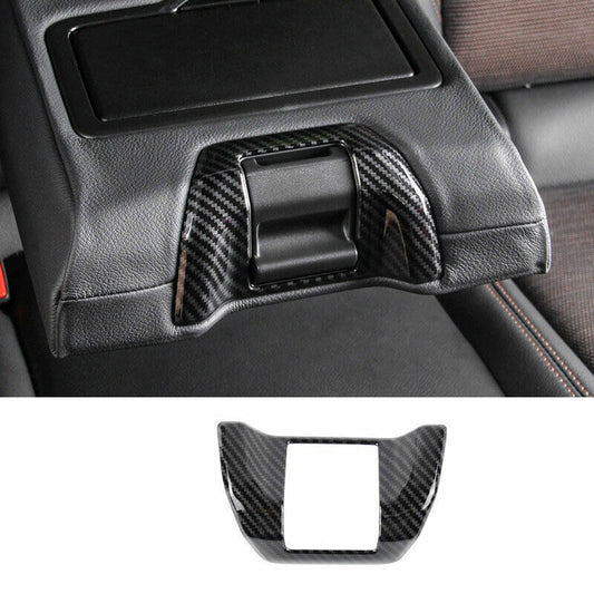 for Audi Q5 2018-2024 Carbon Fiber Look Inner Rear Armrest Box Switch Cover Trim