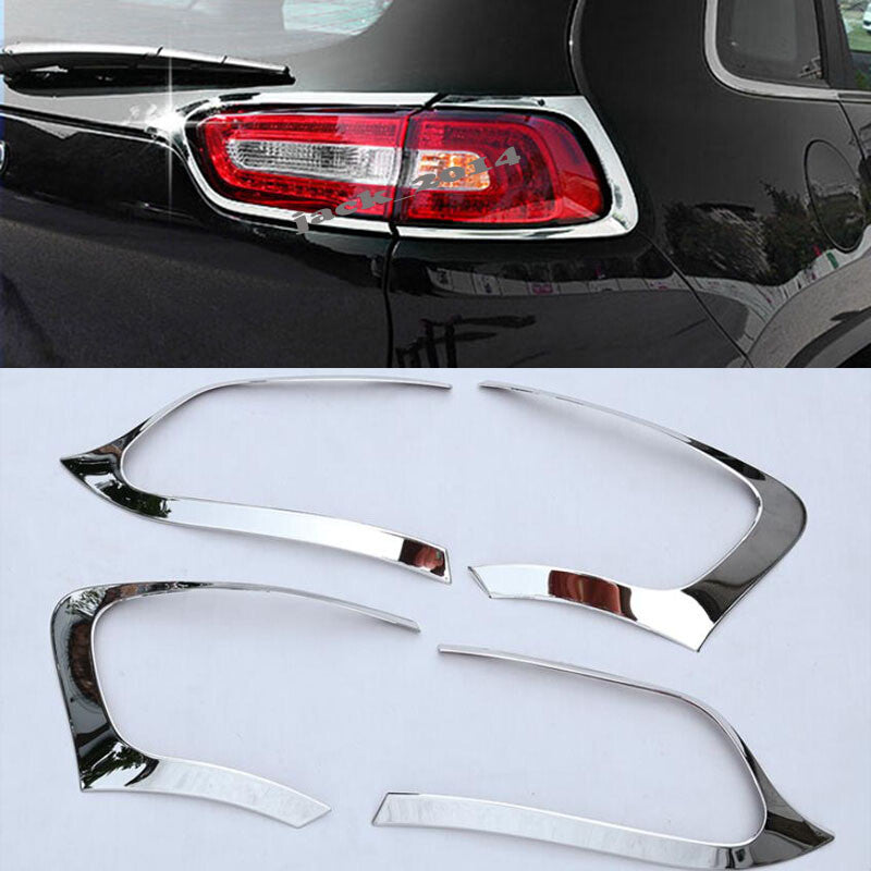 for Jeep Cherokee 2014-2018 Chrome ABS Rear Tail light Lamp Cover Trim Bezel 4X