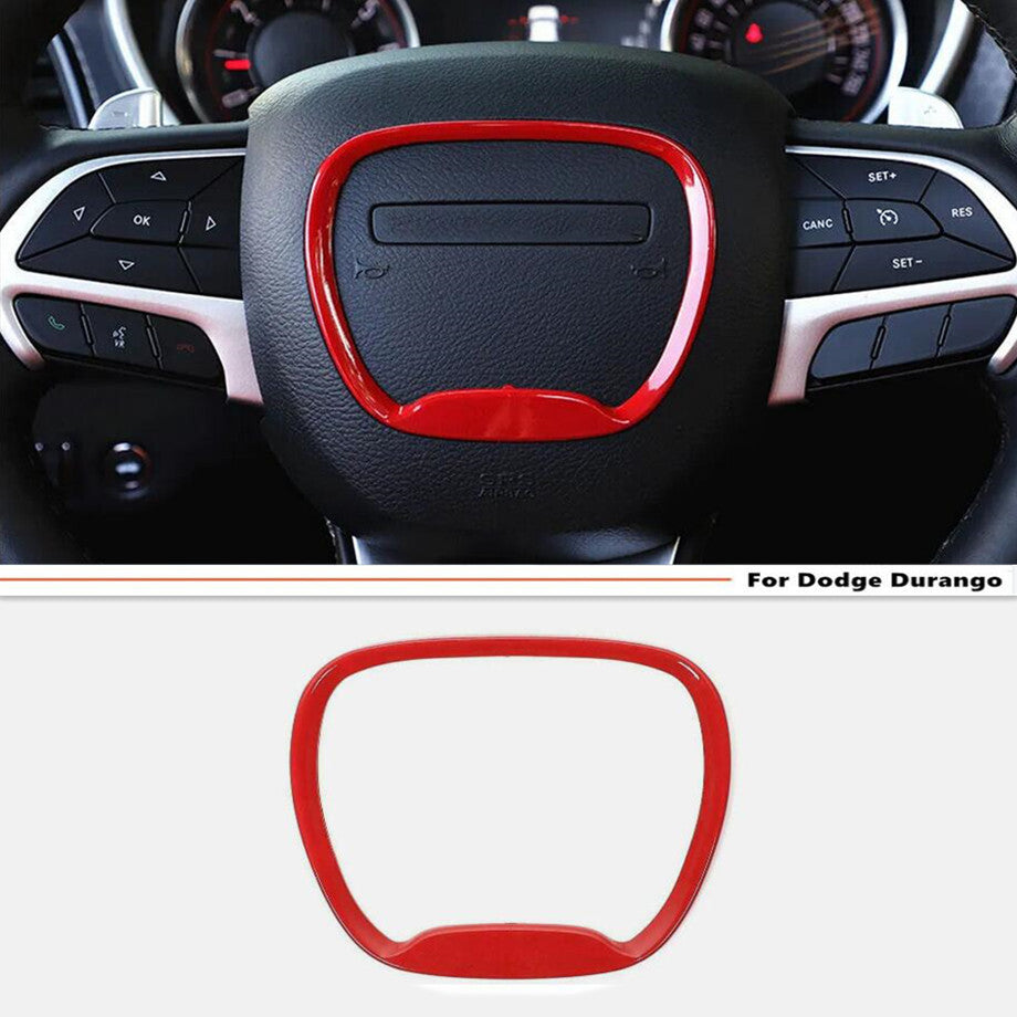 For 2014-2024 for Dodge Durango, red interior steering wheel center ring cover trim