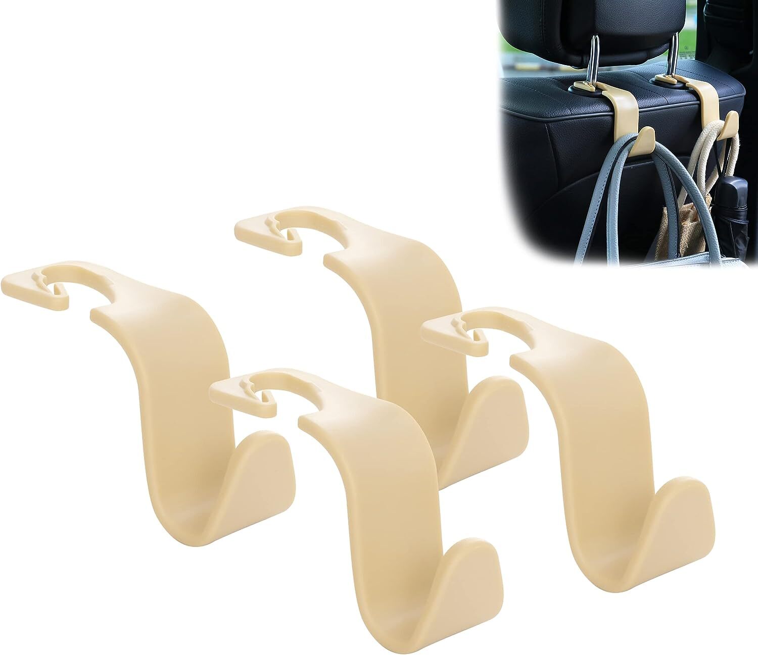 4 Packs Car for Seat Front Back Headrest Hooks Truck Coat Purse Bag Hanger Holder