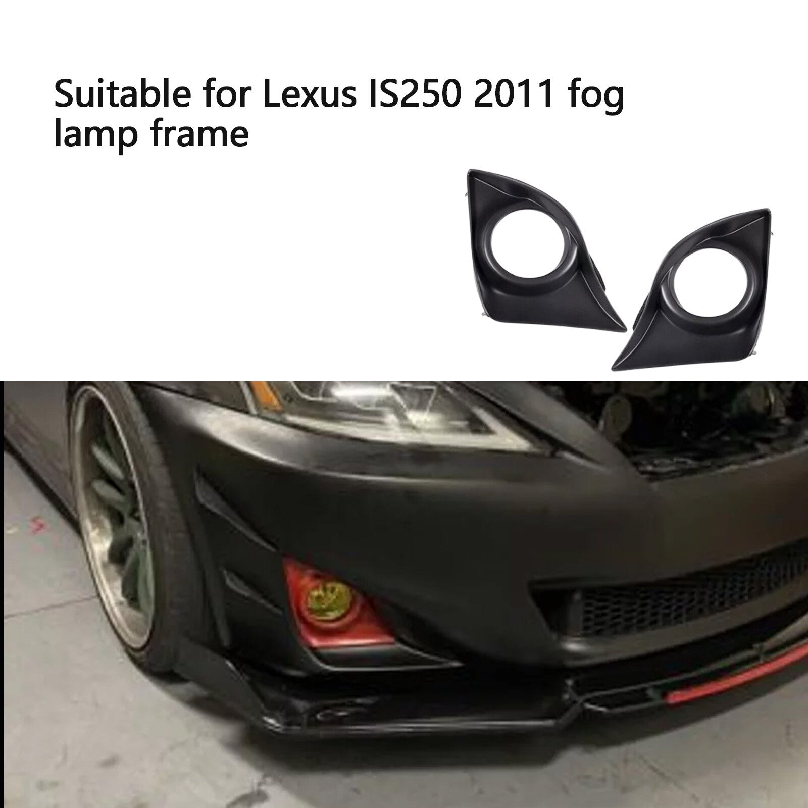 fit for Lexus IS250 IS350 2011-2013 2PC Front Fog Light Lamp Black Cover Bezel LHRH
