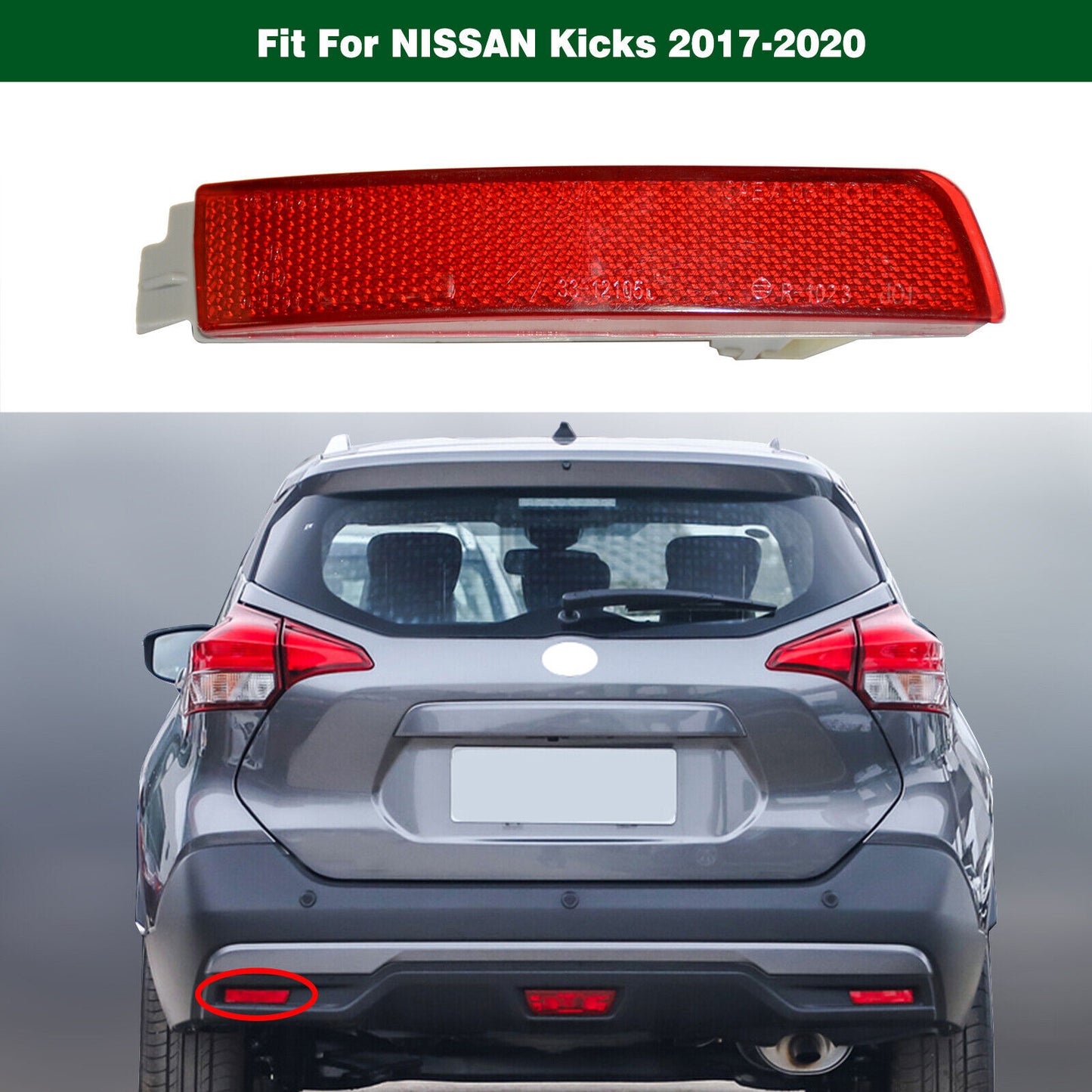 1Pcs Rear Left 265655C000 Bumper Light Reflector Fit for Nissan Kicks 2017-2020