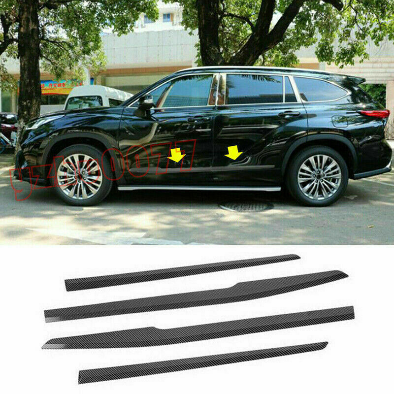4Carbon Color Door Body Side Molding Cover Trim for Toyota Highlander 2020-2023