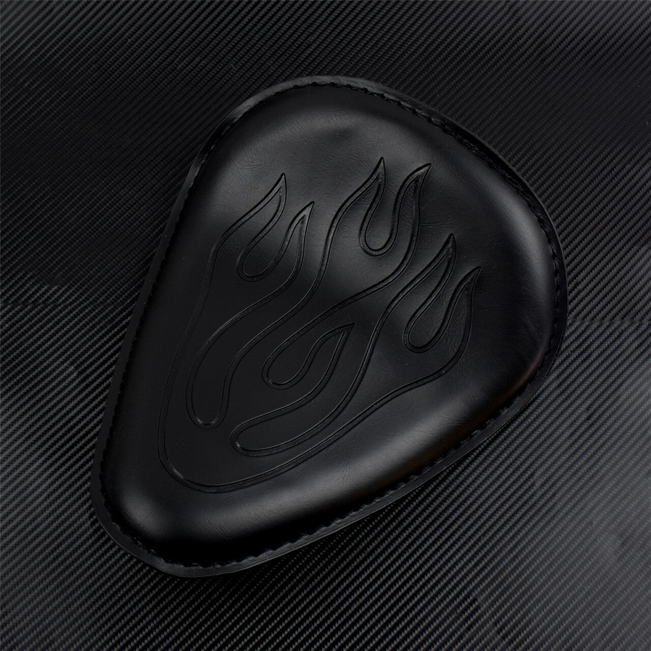 Motorcycle Flame Solo Driver for Seat Fit for Harley Chopper Bobber PU Leather Black