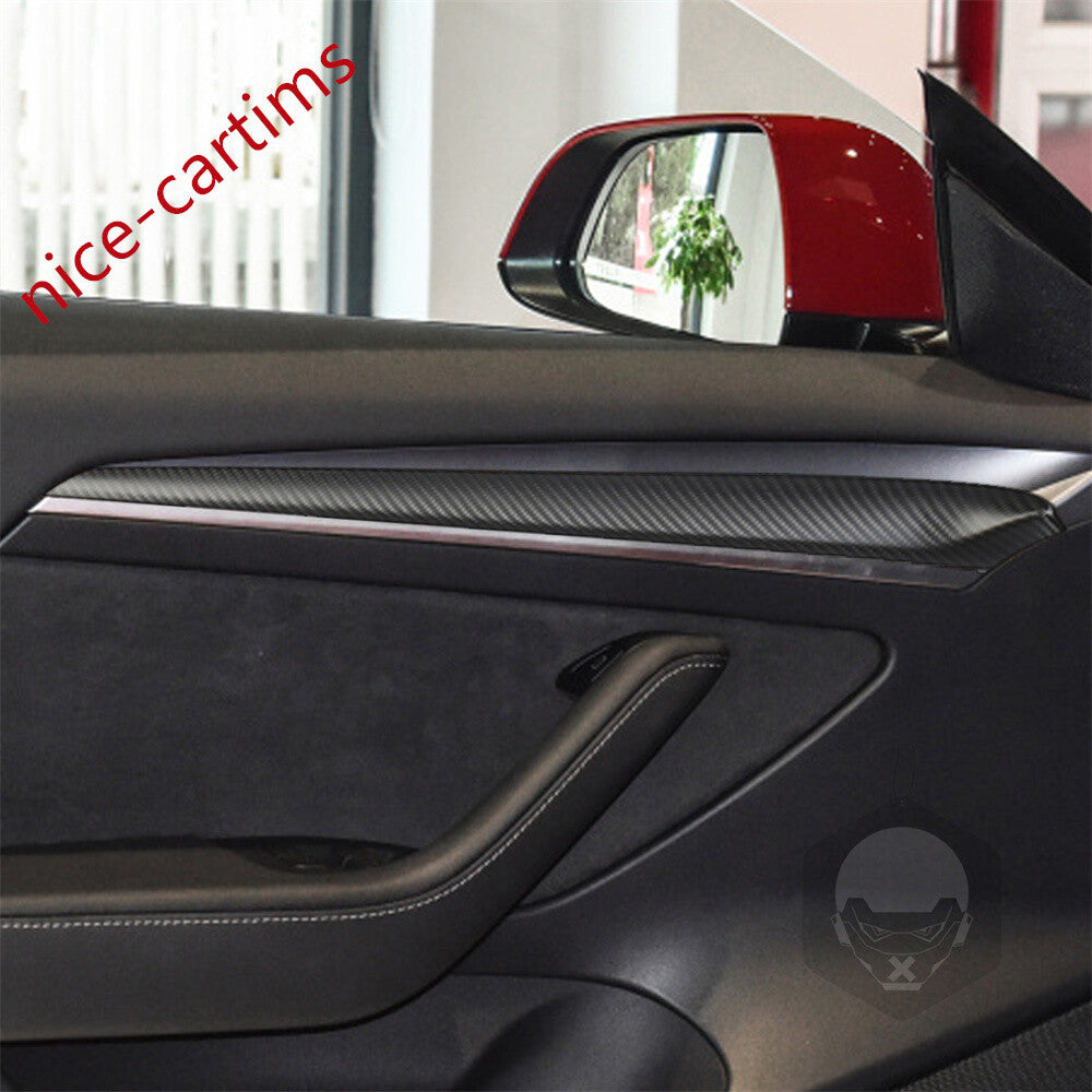 Matte Carbon Fiber Interior Door Panel Decor Trim for Tesla Model 3 /Y 2021-2023