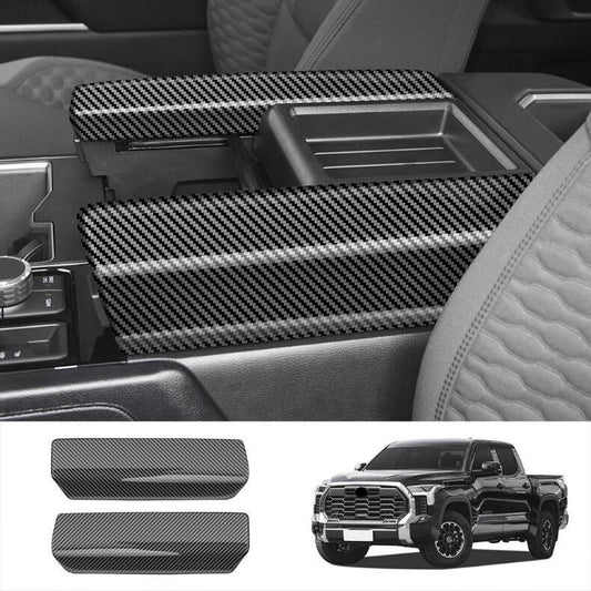 Carbon fiber center armrest storage box cover trim for Toyota Tenderra 2022-2024