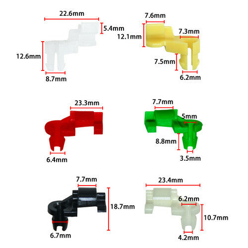 Door lock lever clip for automotive plastic clips, 12 pairs, 5mm lever size, tailgate handle