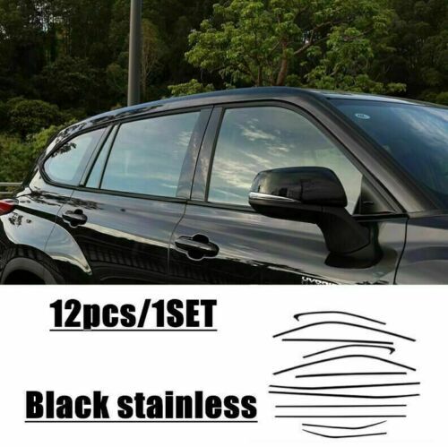 12X Glossy Black Window Sill Molding Strips Trim for Toyota Highlander 2020-2023