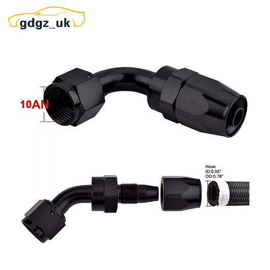 2pcs AN10 10AN 45 Degree Swivel Hose End Fitting Adaptor for Braided Fuel Line
